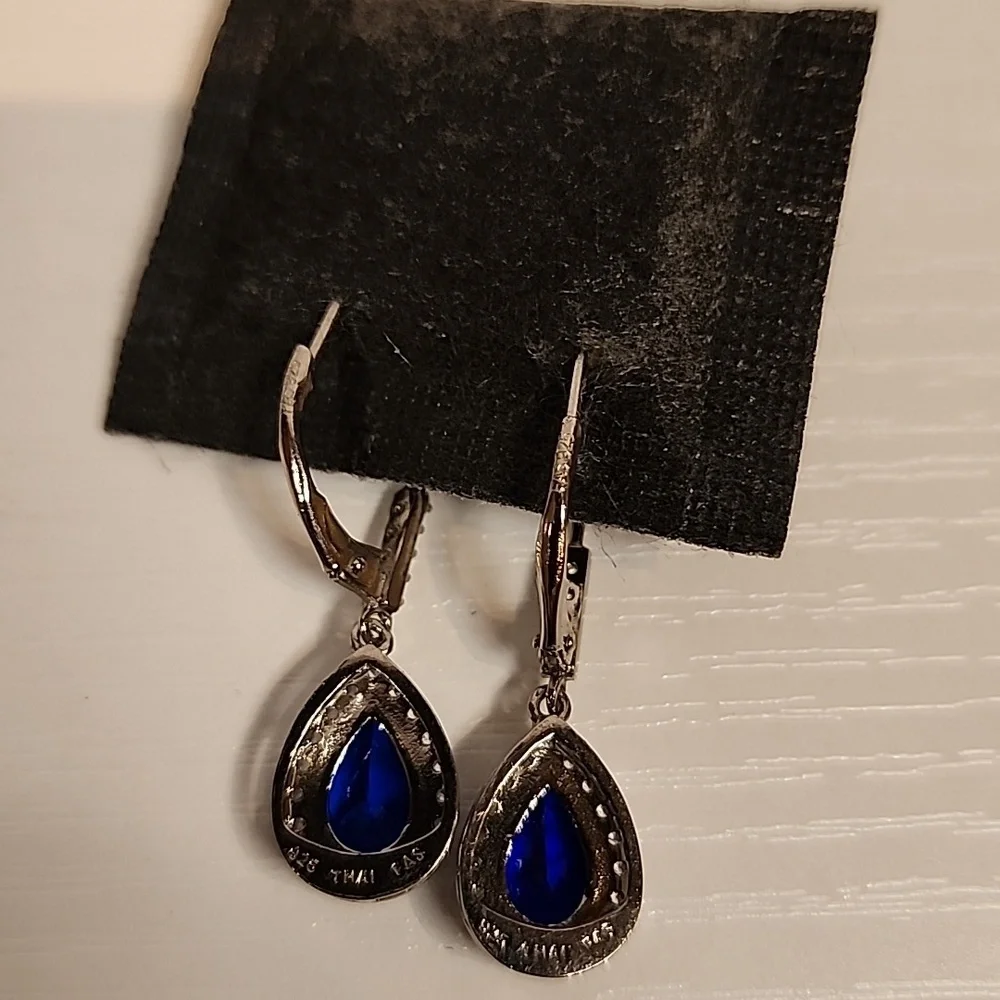 Sterling Silver Dangle Lever Back Earrings - Picture 4 of 6